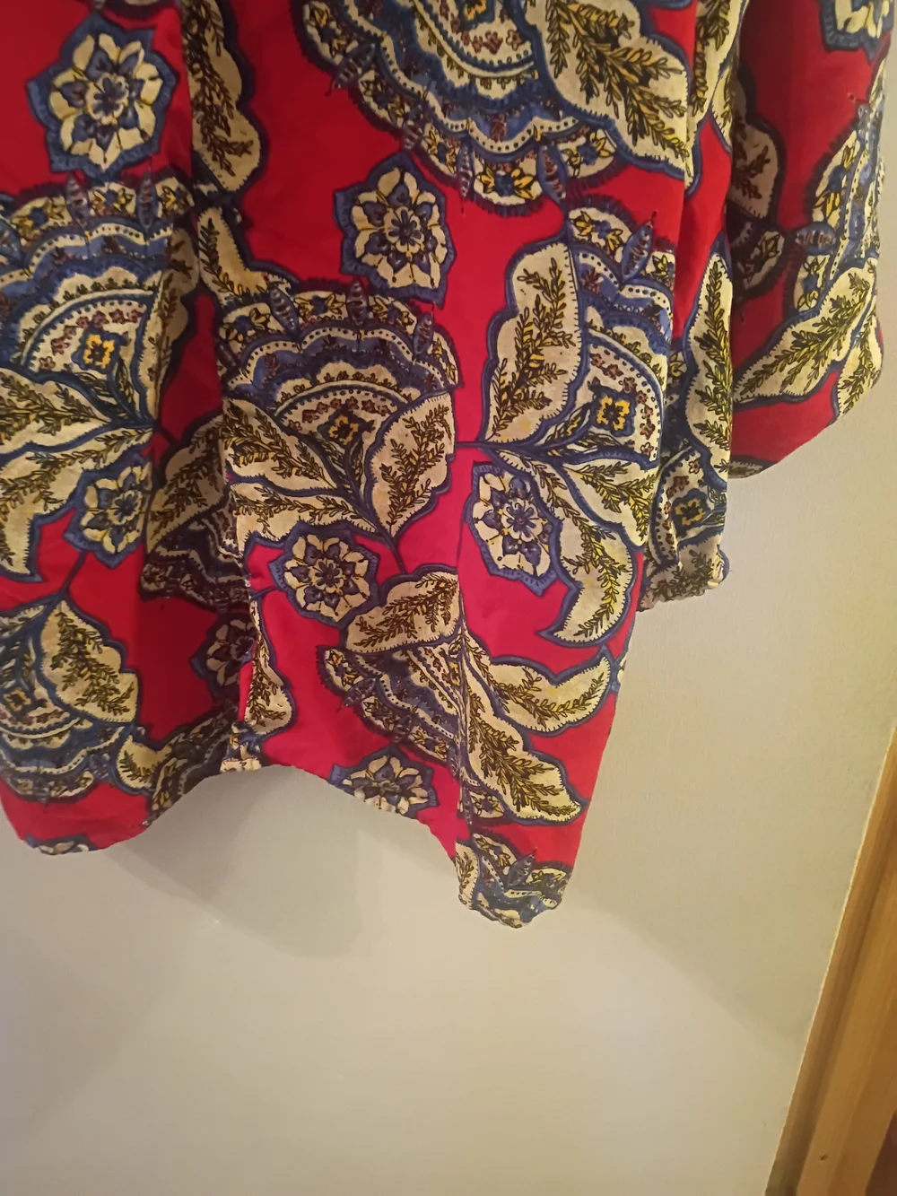 Maurices Red Floral Open-Front Cardigan with Yellow & Black Accents